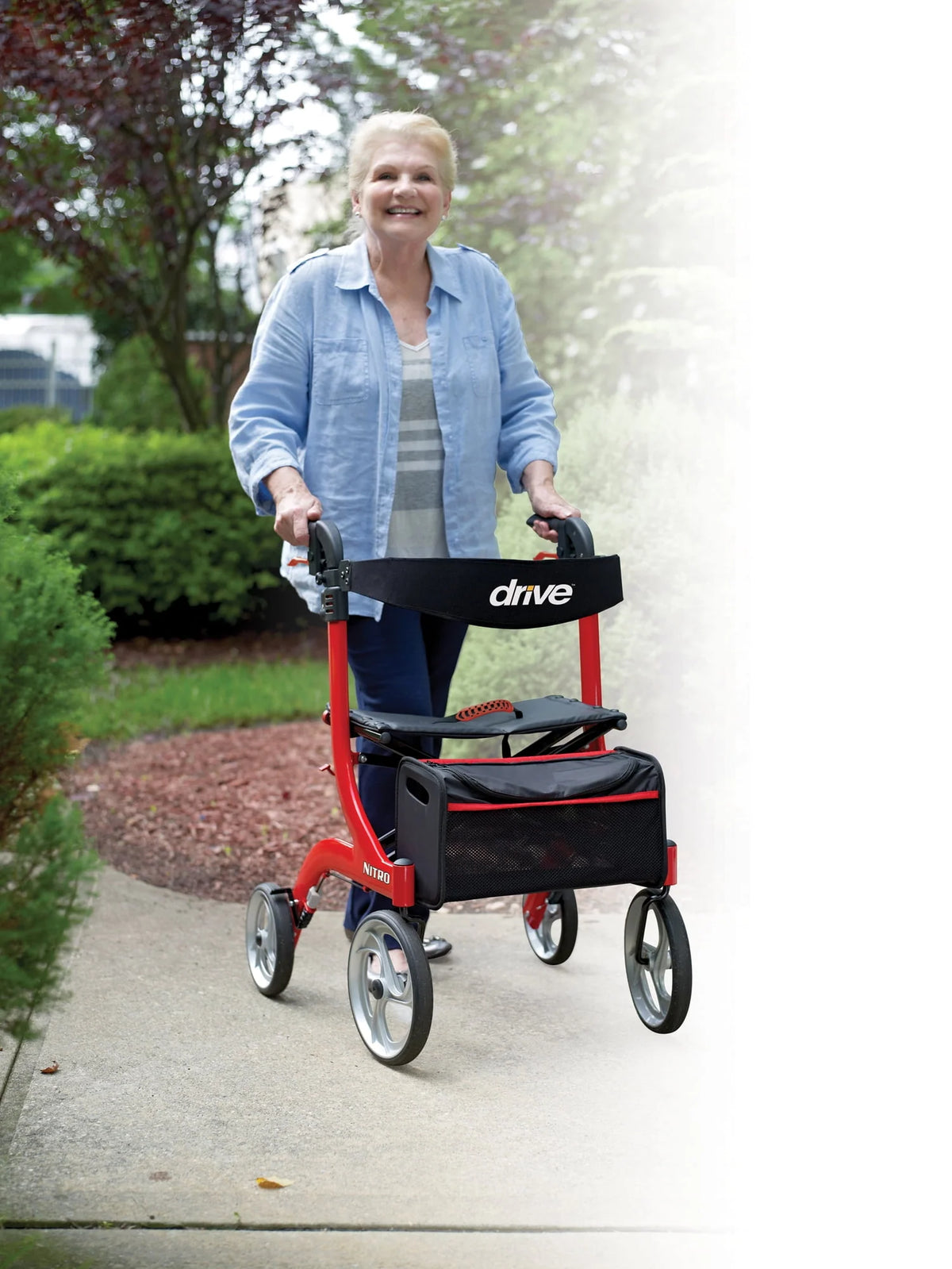 Red Rollator Rolling Walker J5316