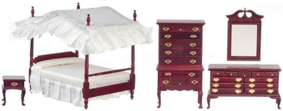 Mahogany Victorian Bedroom Furniture Set with Canopy 4 Poster Bed U844512