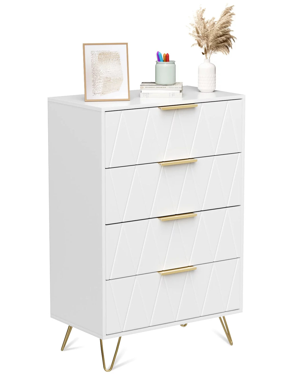 Black 4 Drawer Wood Dresser with Metal Handles X3330
