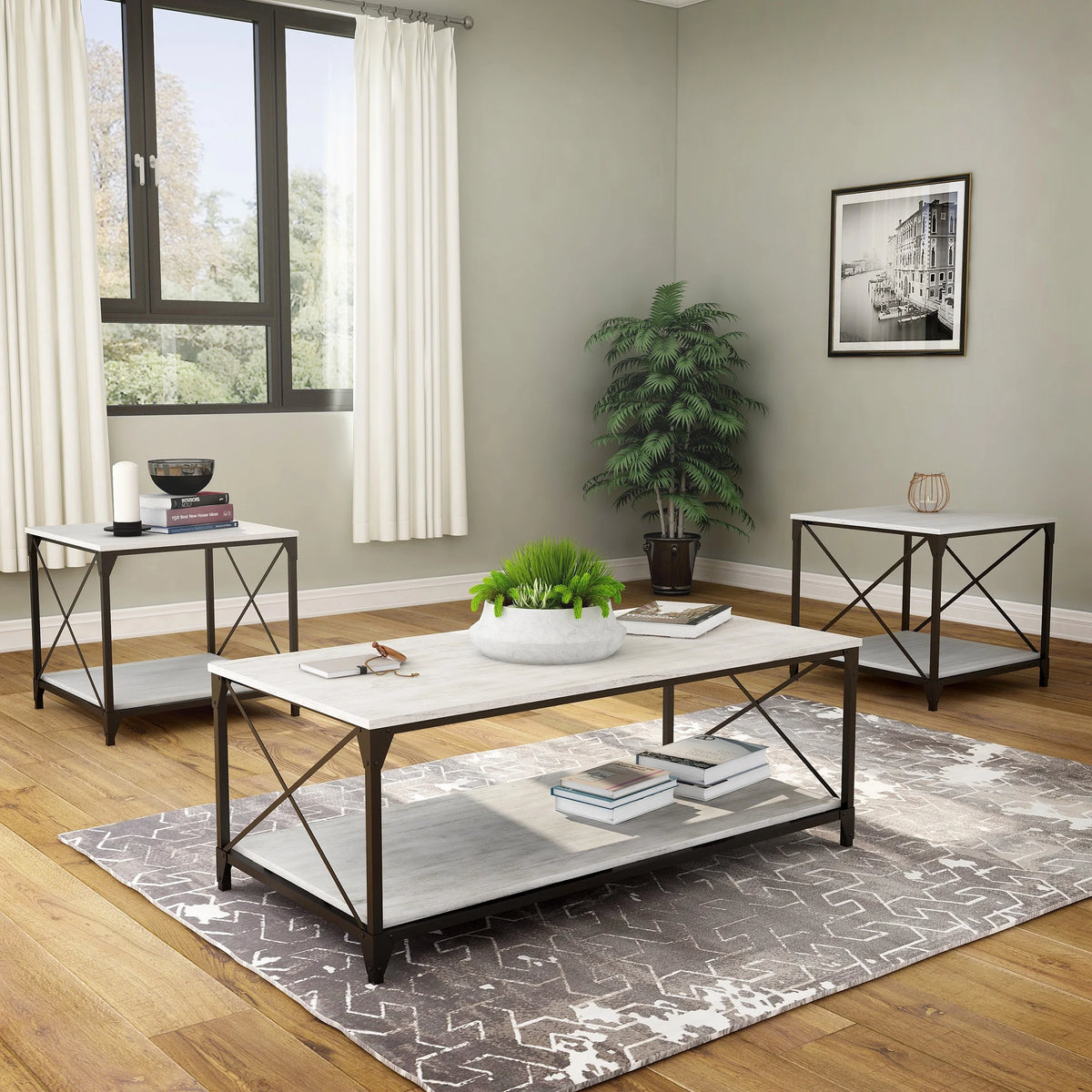 3-Piece Gray Coffee Table Set I349403