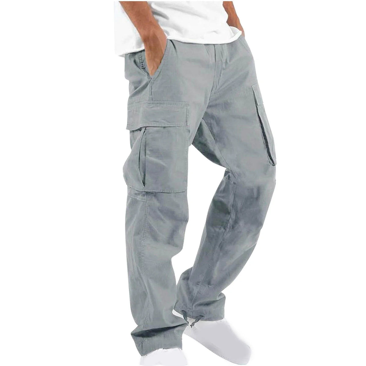 Mens Cargo Sweat Pants Relaxed Fit Baggy Joggers with Zipper Pockets Q928624