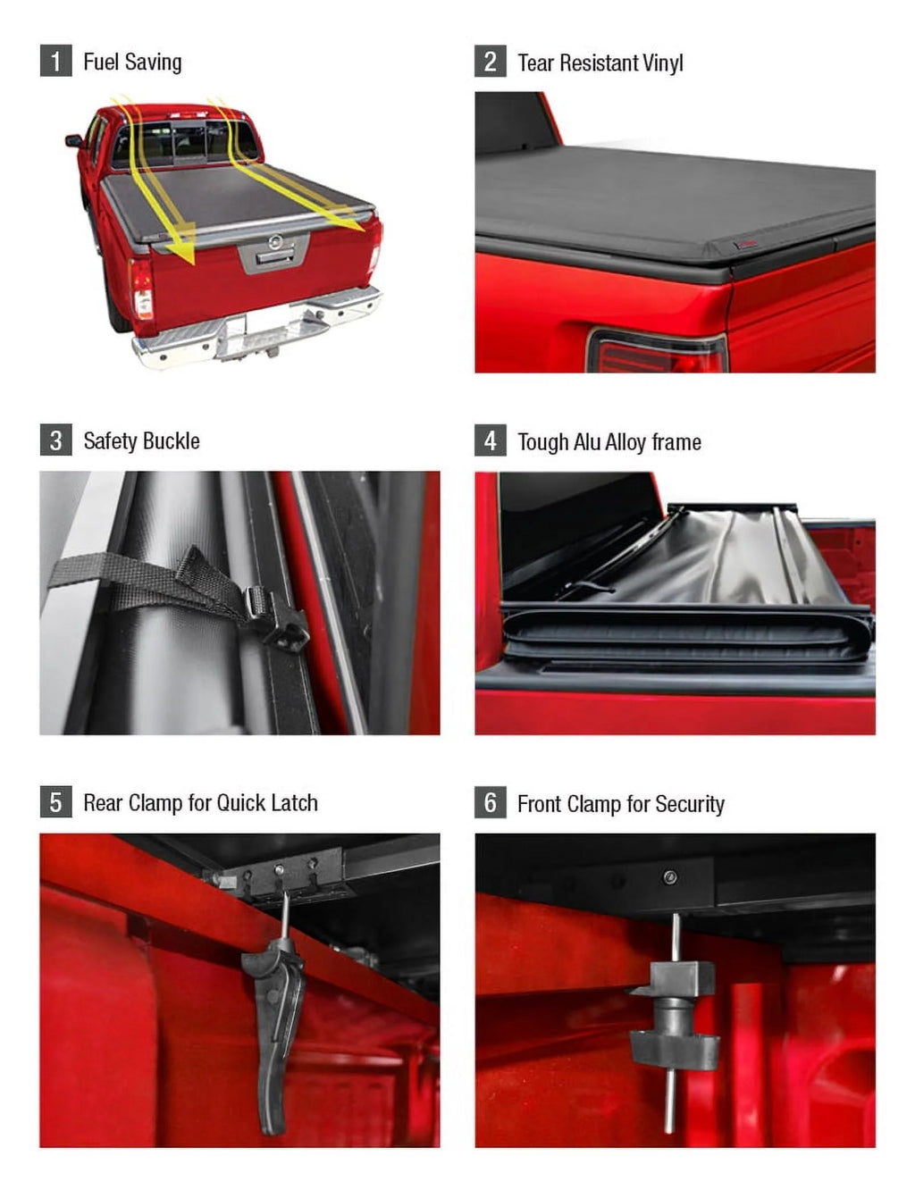 Soft Quad-fold Truck Bed Tonneau Cover 6'4 Bed Q903303