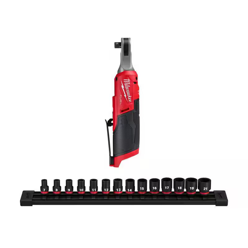 12V Lithium-Ion Brushless Cordless 3/8 in. Ratchet with Metric 6 Point Impact Socket Set Y2255