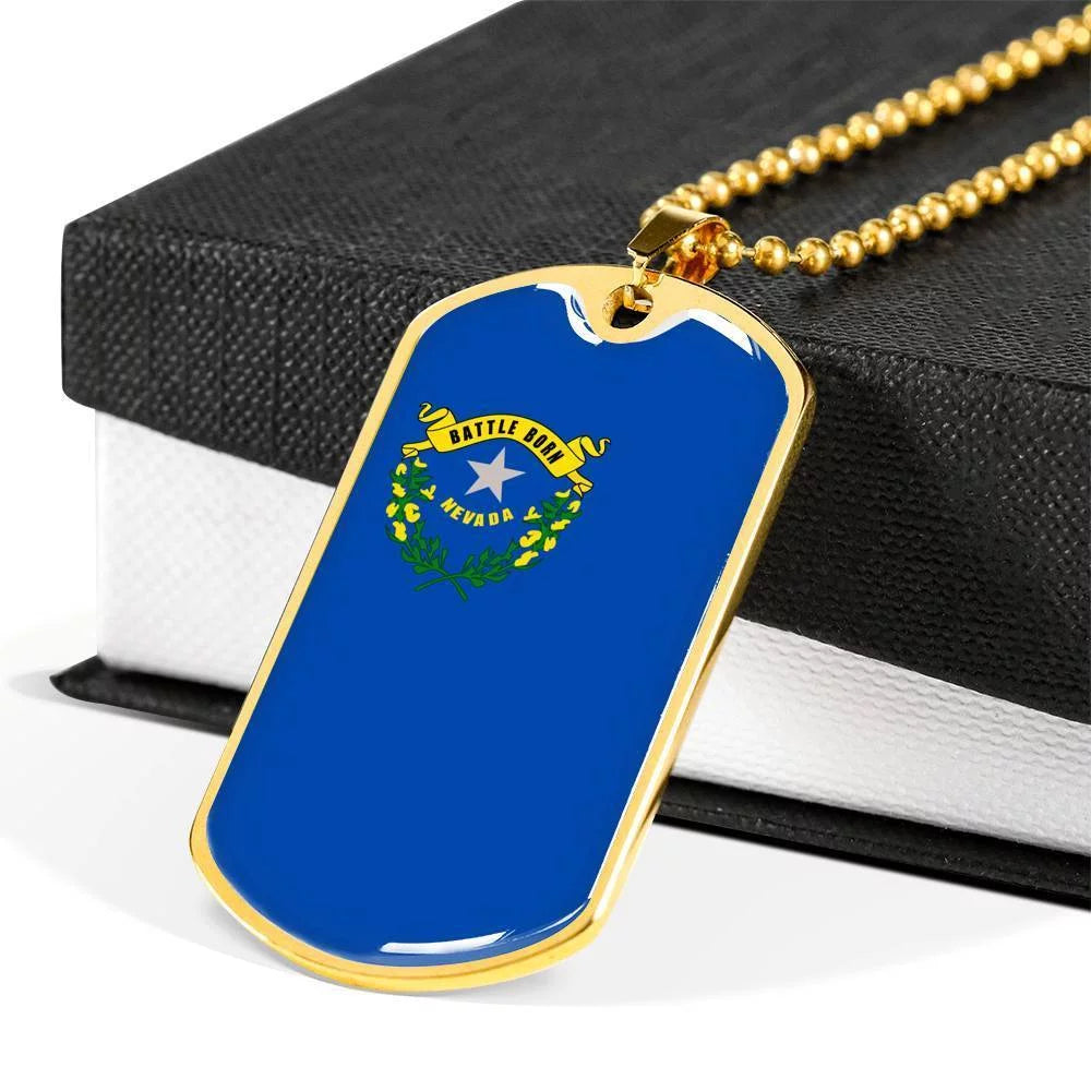 Stainless Steel or 18k Gold Dog Tag Necklace G976825