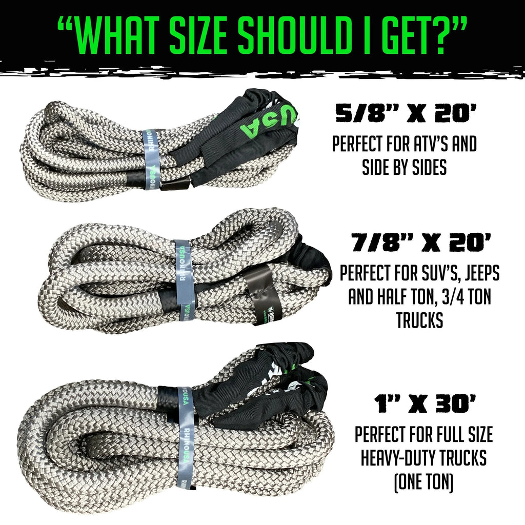 Kinetic Recovery Tow Rope 1in x 30ft Gray U34483