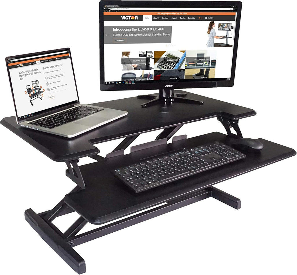 Gray Height Adjustable Standing Desk with Removable Keyboard Tray J107618