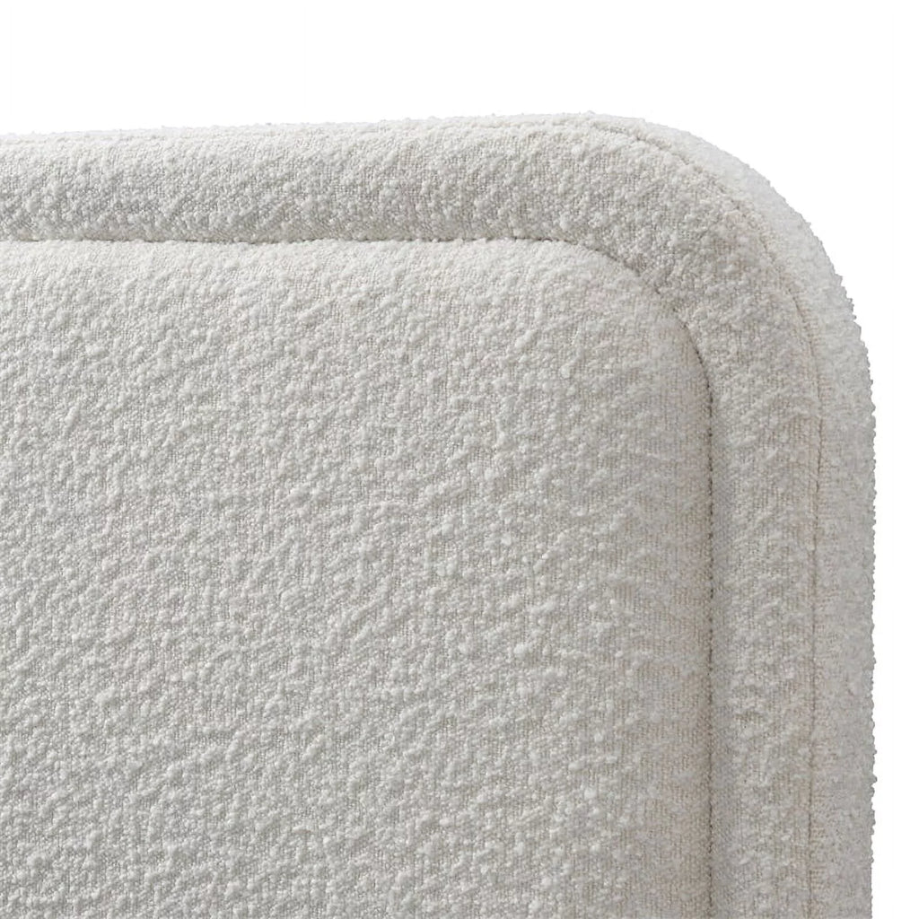 Queen Upholstered Platform Bed in White Boucle Fabric L9126
