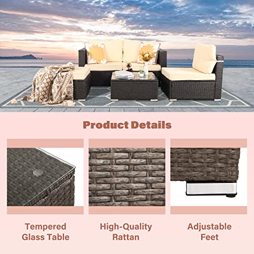Oversize 5 Piece Wicker Patio Furniture Set S599