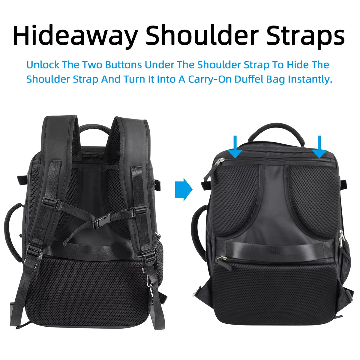 Black Waterproof Travel Backpack O538
