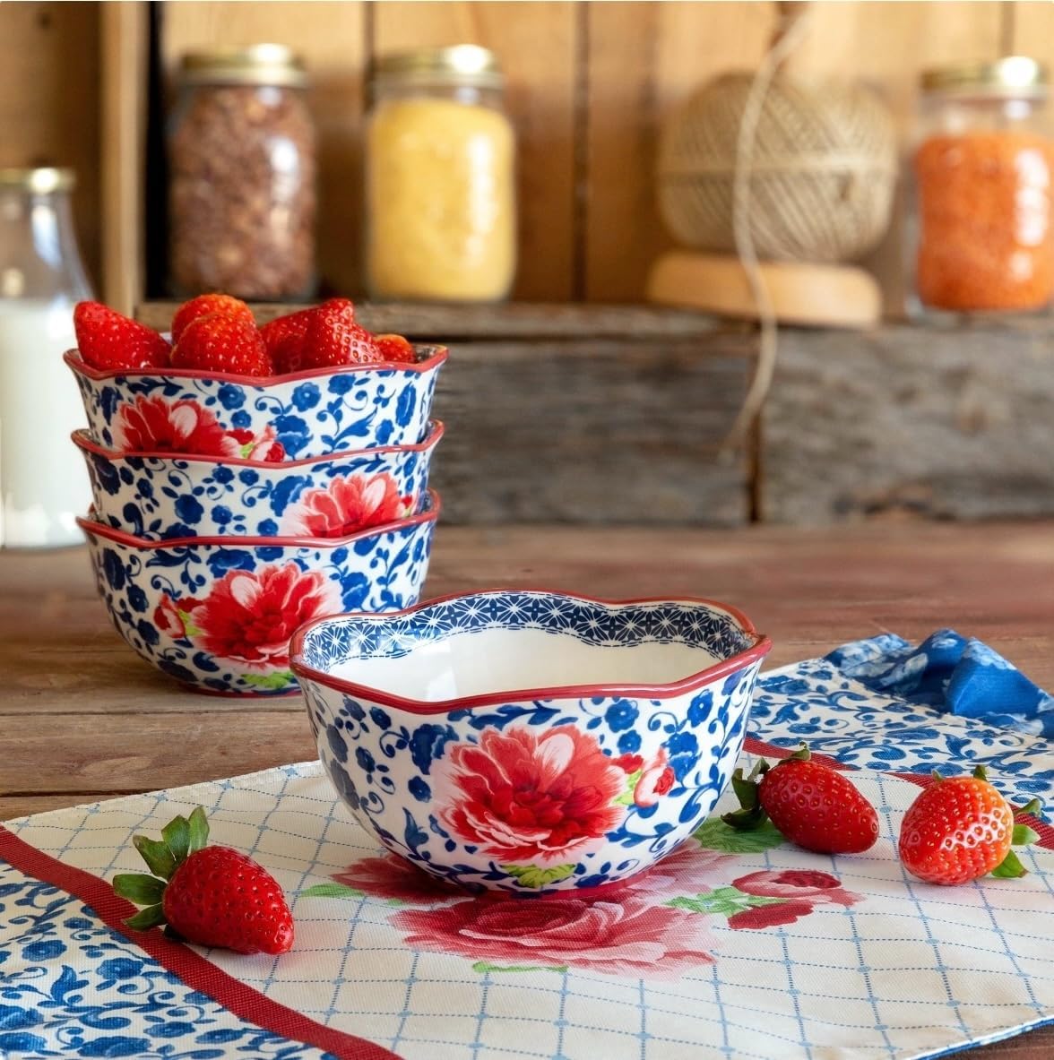 12-Piece Blue Floral Dinnerware Set N613