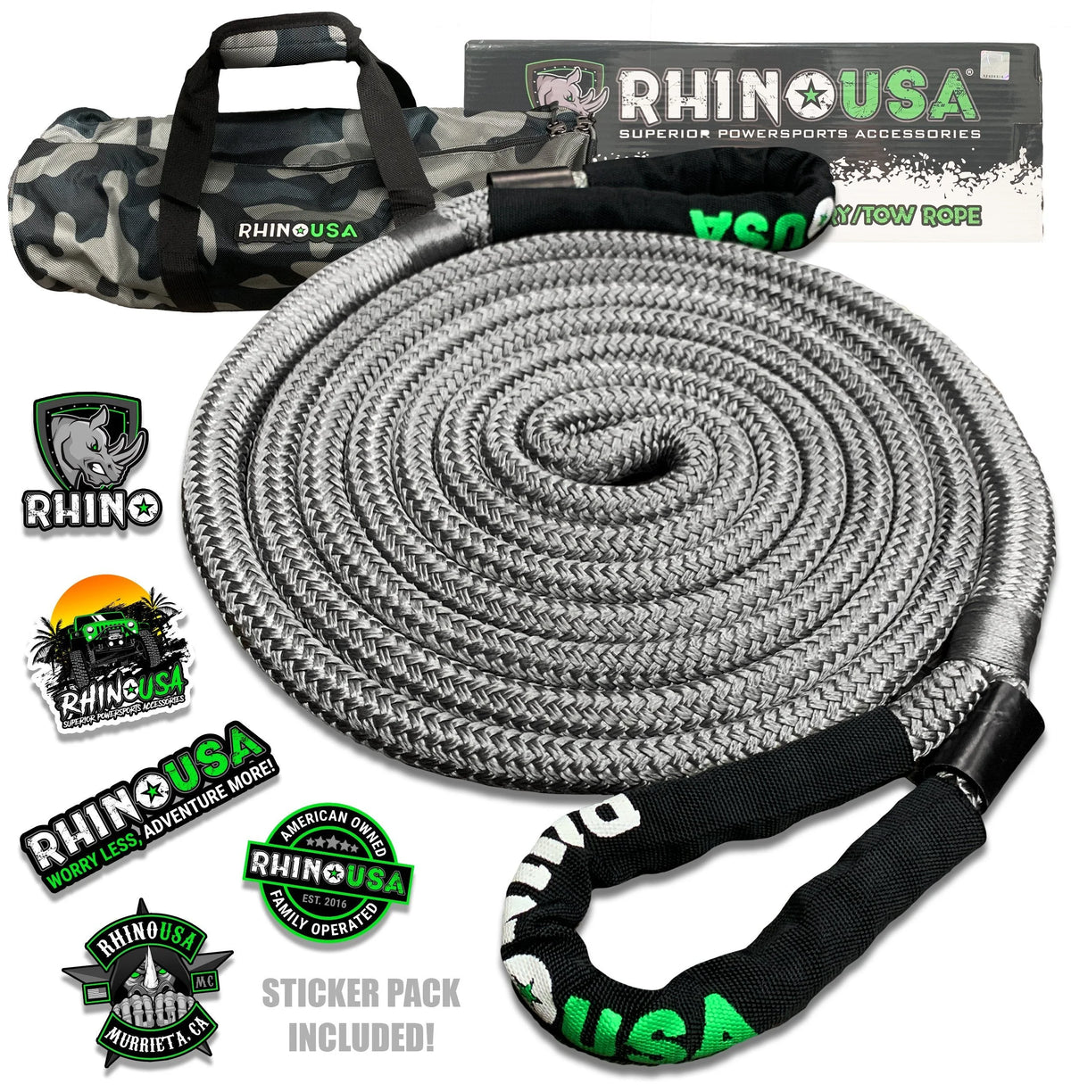 Kinetic Recovery Tow Rope 1in x 30ft Gray U34483