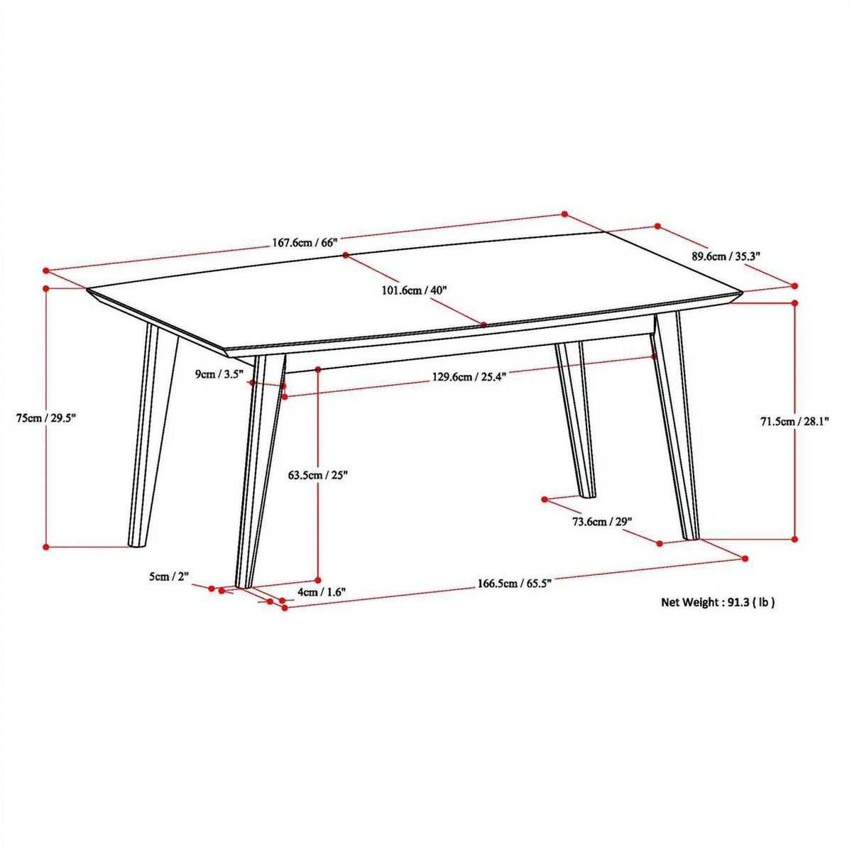 Rectangle Solid Wood Dining Table in Oak Q19725