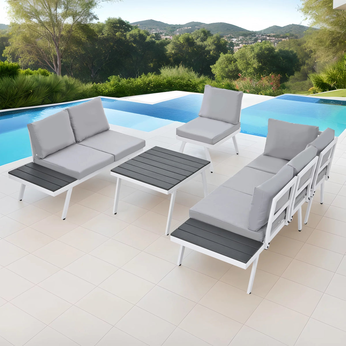 5 Piece Outdoor Patio Furniture Set Grey U924592