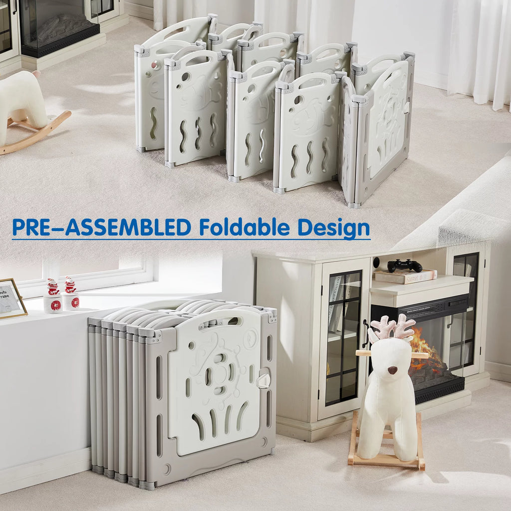 18 Panel Foldable Kids Playpen Safety Lock Gate Y1615