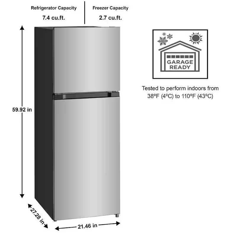 10.1 cu. ft. Top Freezer Refrigerator in Stainless Steel E1847