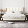 Queen Velvet Platform Bed with Adjustable Headboard Q3652