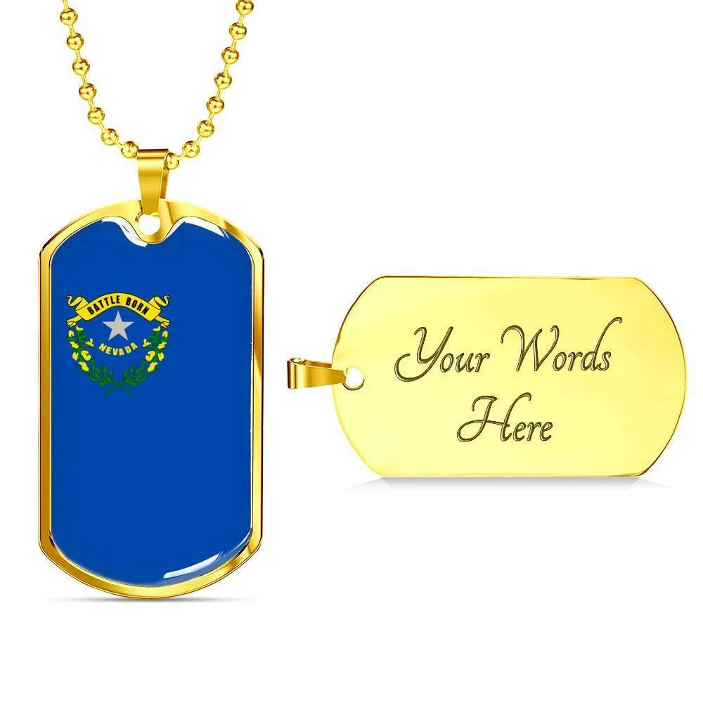 Stainless Steel or 18k Gold Dog Tag Necklace G976825