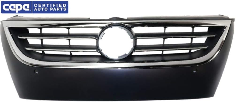 Primed Black Plastic Grille Assembly with Chrome Molding and Distance Sensor Hole O38632