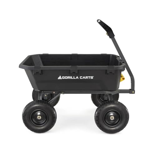 Heavy-Duty Steel Frame Dump Cart with 600 lb Capacity and No-Flat 10-Inch Tires C468