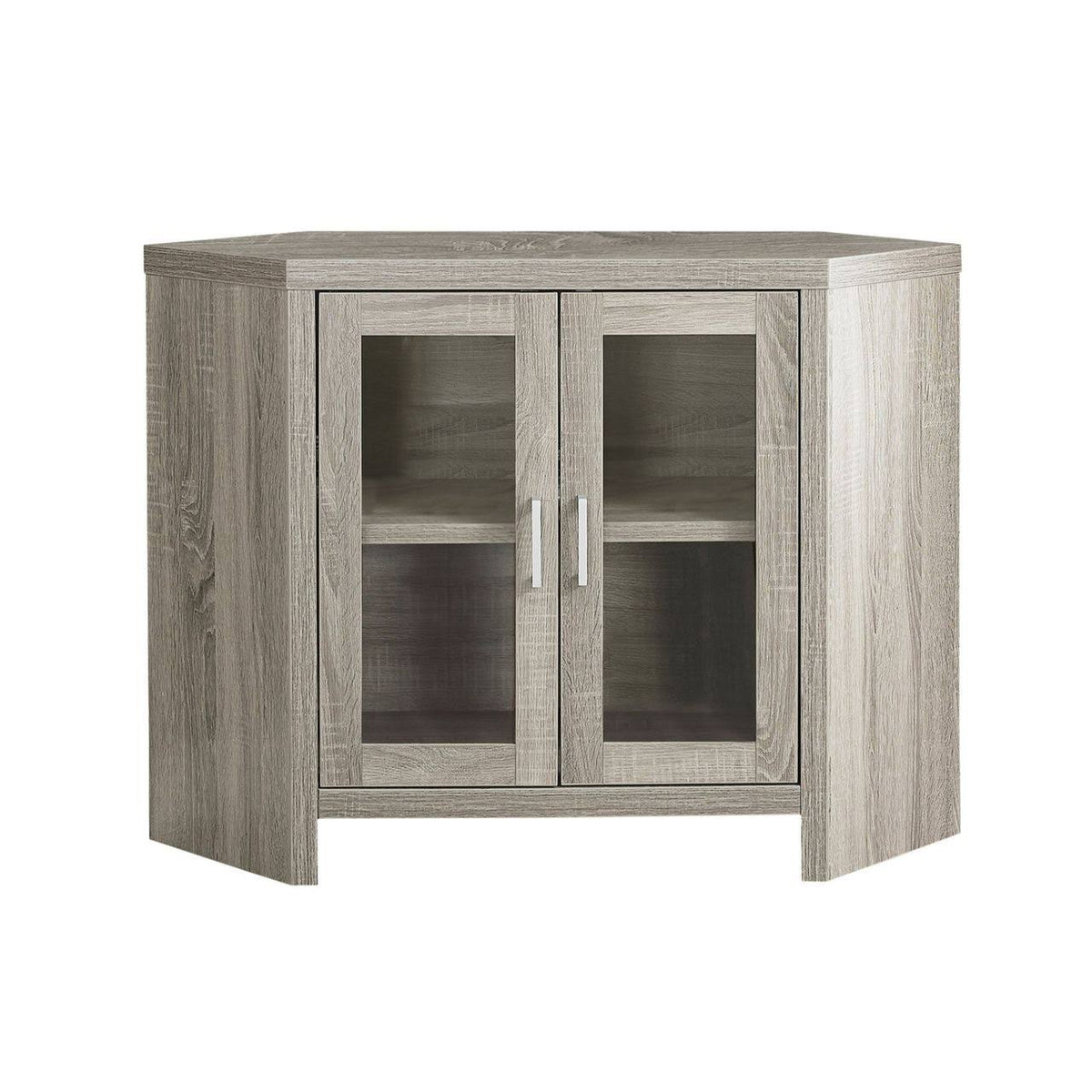 Dark Taupe Corner TV Stand with Glass Doors W26745