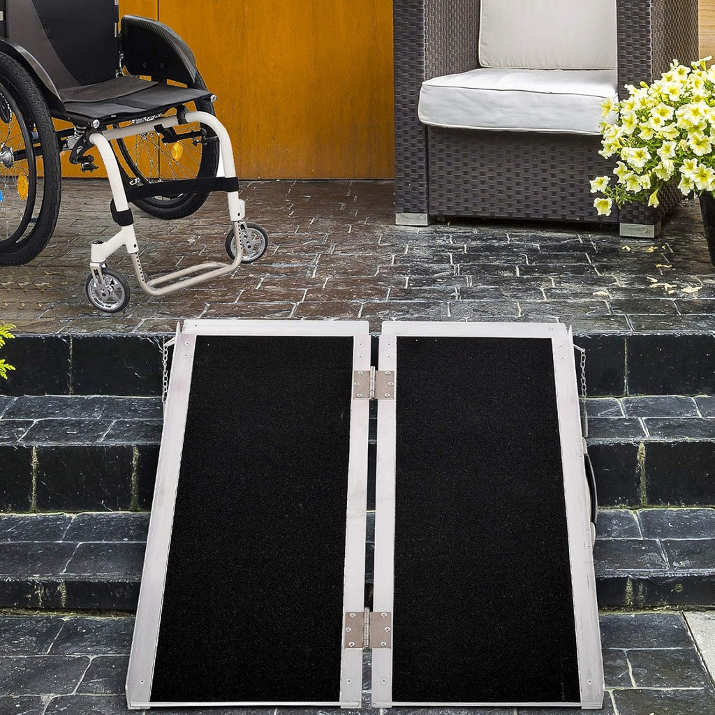 Aluminum Portable Skidproof PVC Carpeted Folding Wheelchair Ramp K717286