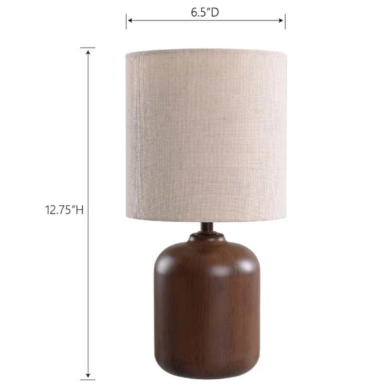 Mini Faux Wood Table Lamp with Shade U6780