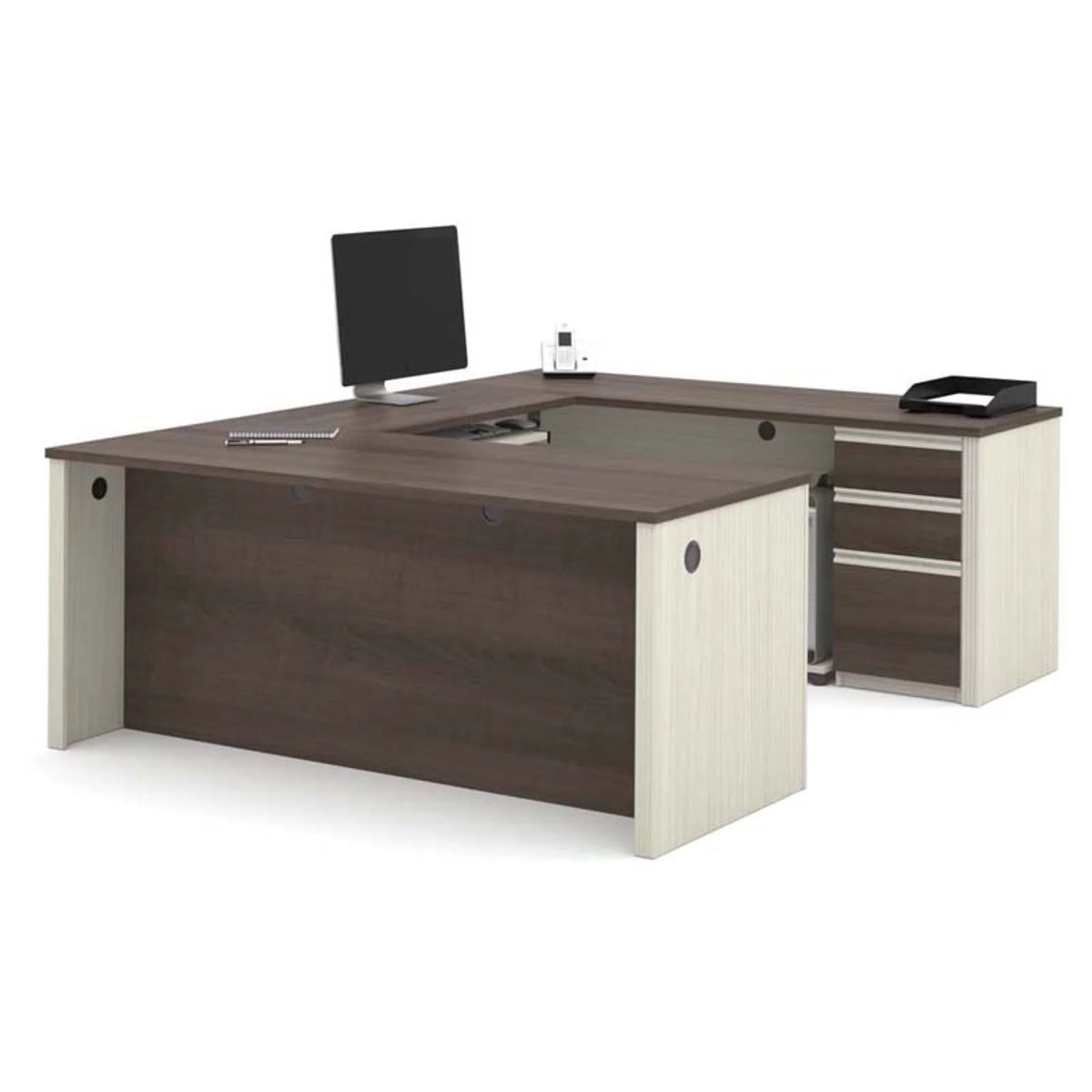 U-Desk in White Chocolate and Antigua Z235