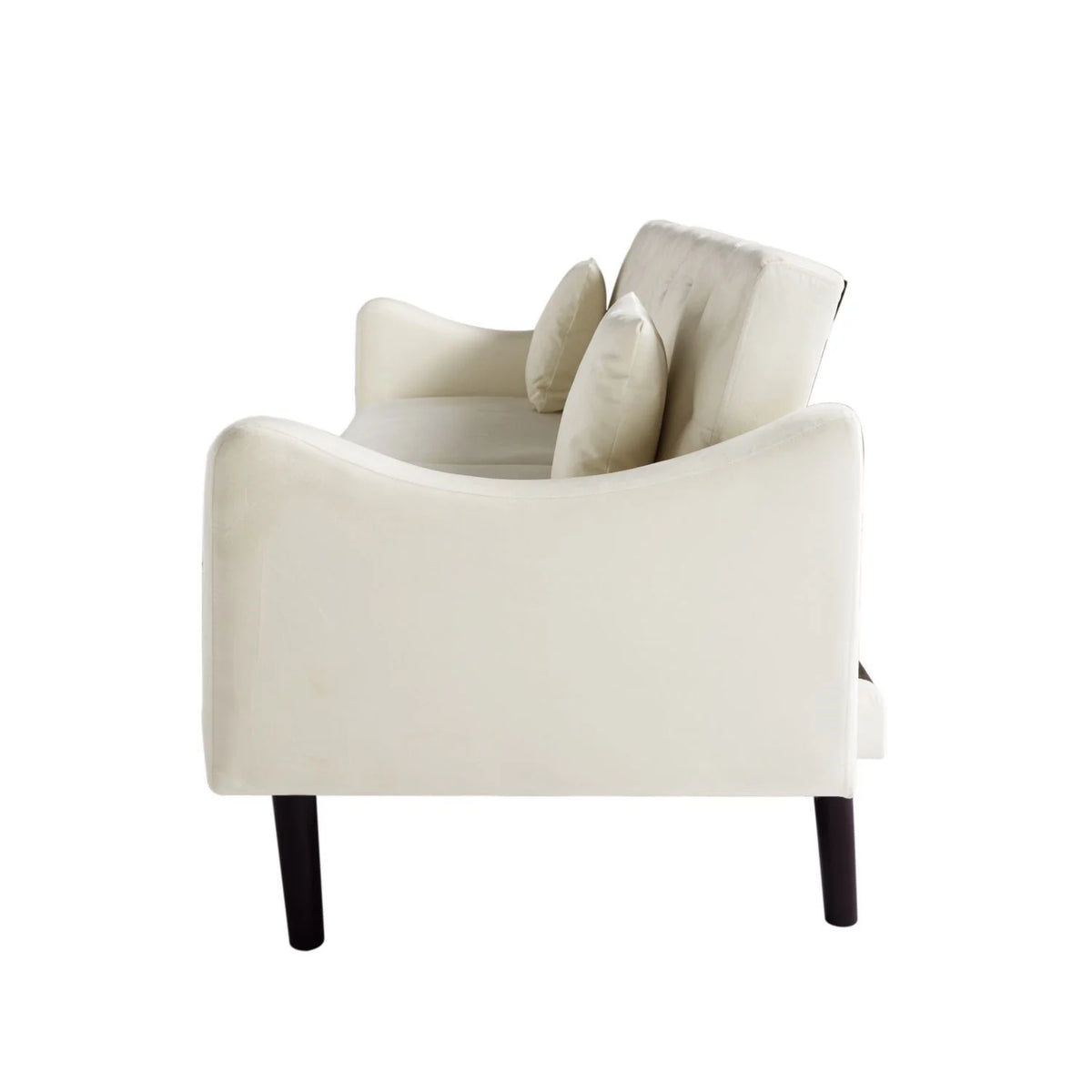 Beige Velvet Futon Sofa Bed with Pillows X30195