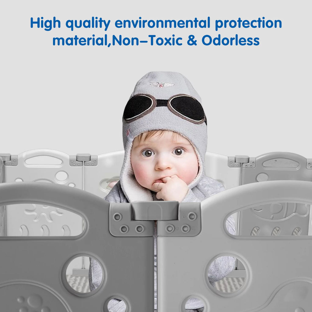 18 Panel Foldable Kids Playpen Safety Lock Gate Y1615