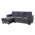 Dark Gray Velvet Reversible Sleeper Sectional Sofa with Storage Chaise S635217