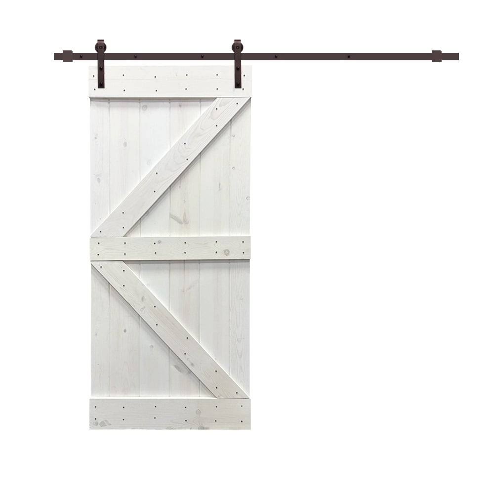 Red Walnut Stained Pine Wood Interior Sliding Barn Door with Hardware Kit Q586