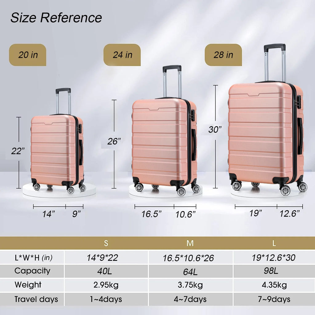 Hard Side Carry On Suitcase Set With Spinner Wheels TSA Lock O823