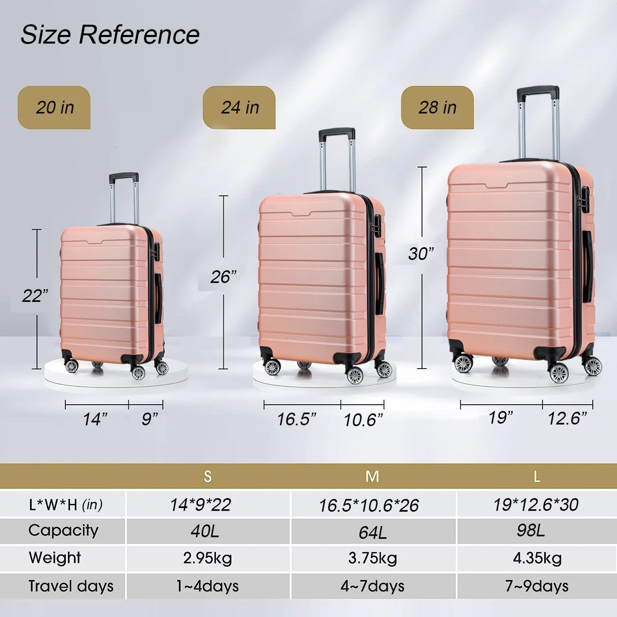 Hard Side Carry On Suitcase Set With Spinner Wheels TSA Lock O823
