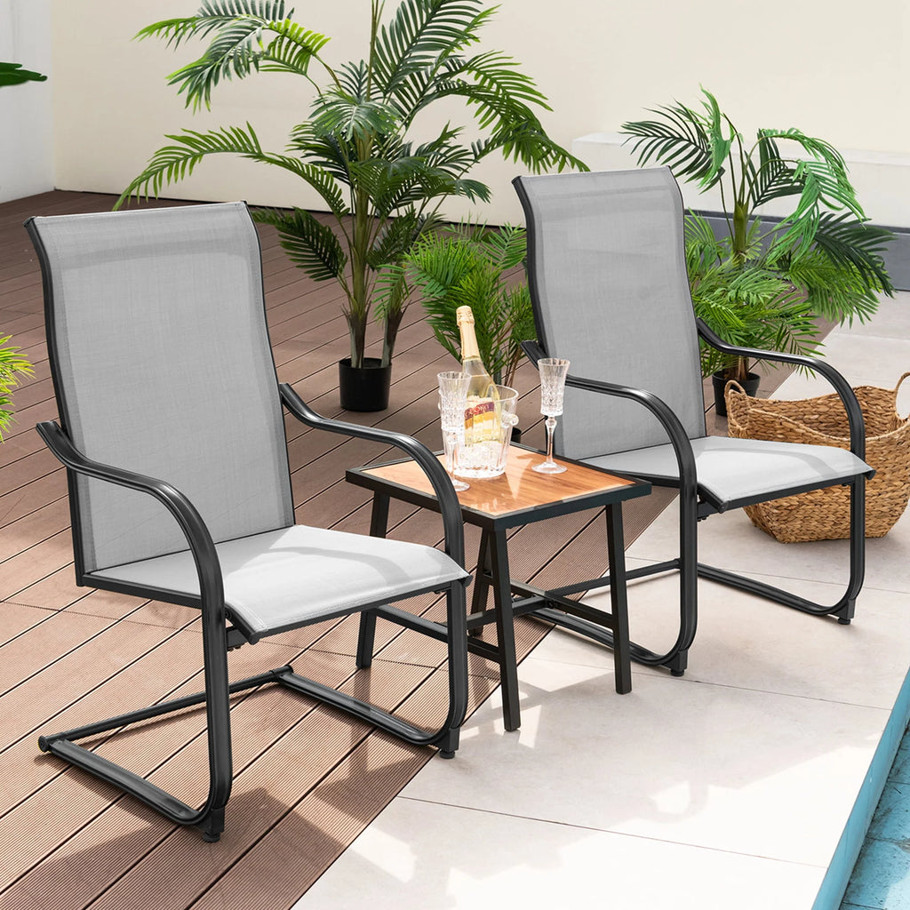 2pcs Black C-Spring Patio Dining Chairs W511