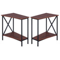 Black and Cherry Wood End Table Set of 2 K435