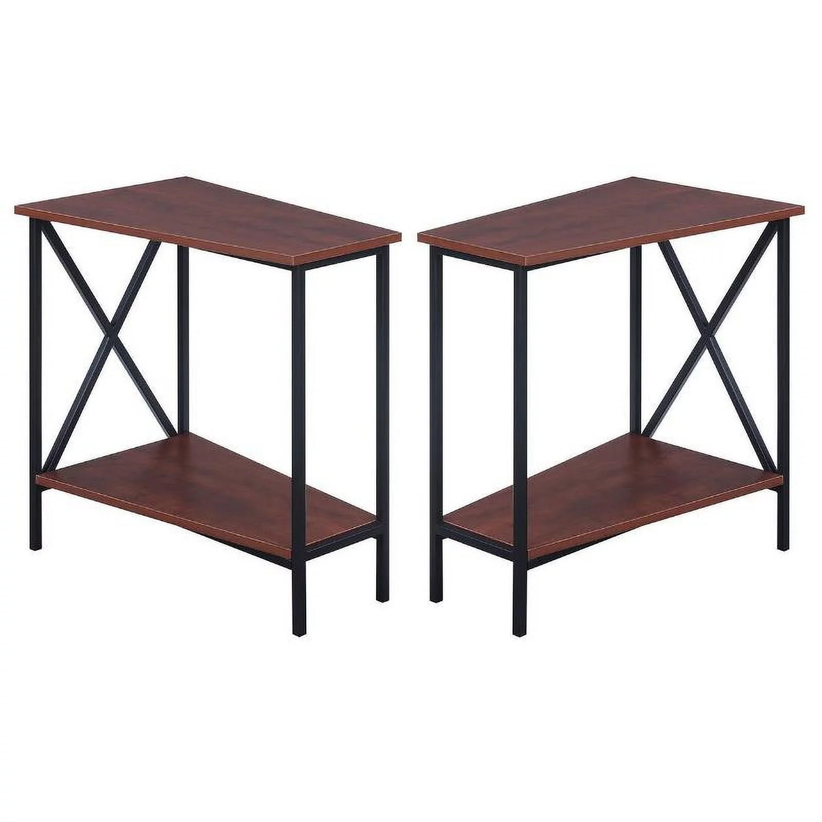 Black and Cherry Wood End Table Set of 2 K435