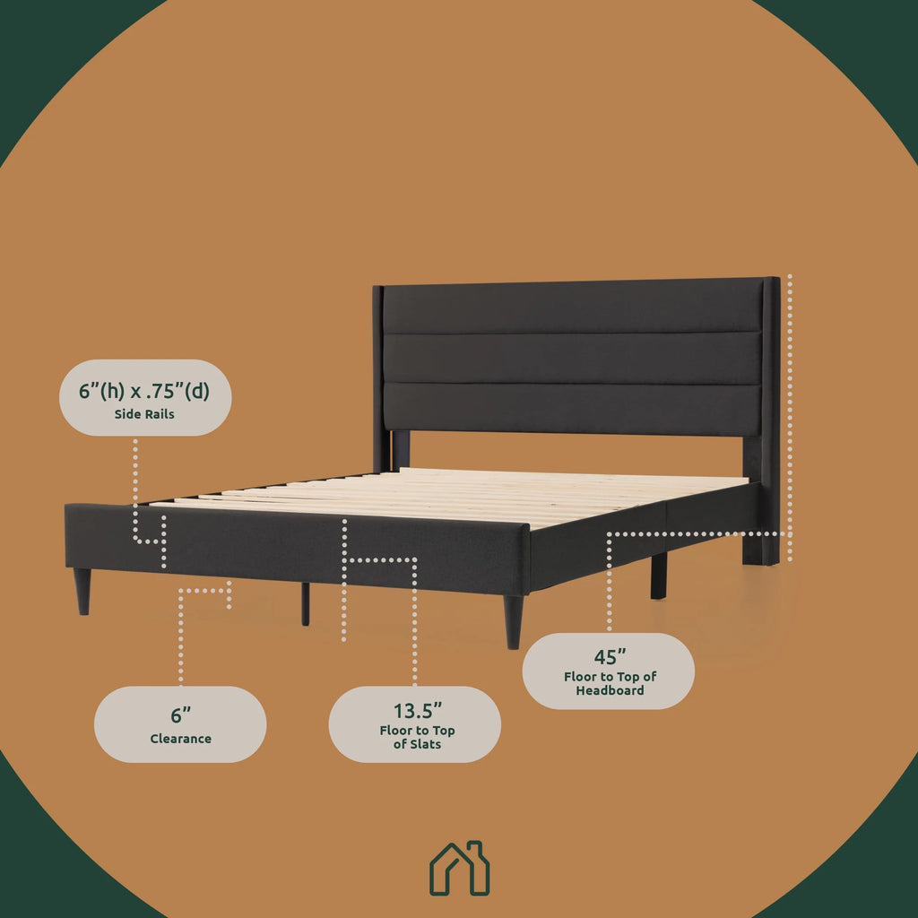 Blue Queen Upholstered Platform Bed W965