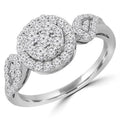 0.5 CTW Round Diamond Cluster Halo Engagement Ring in 14K White Gold T2906