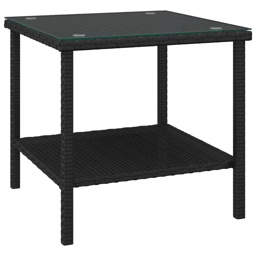 Black Poly Rattan and Tempered Glass Side Table Y22862