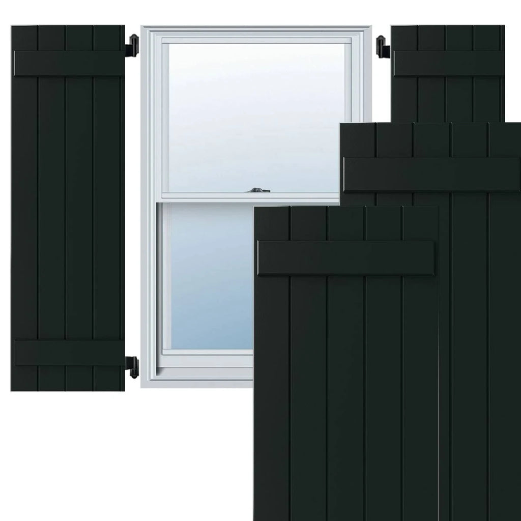 Black Composite Board-n-Batten Shutters K799131