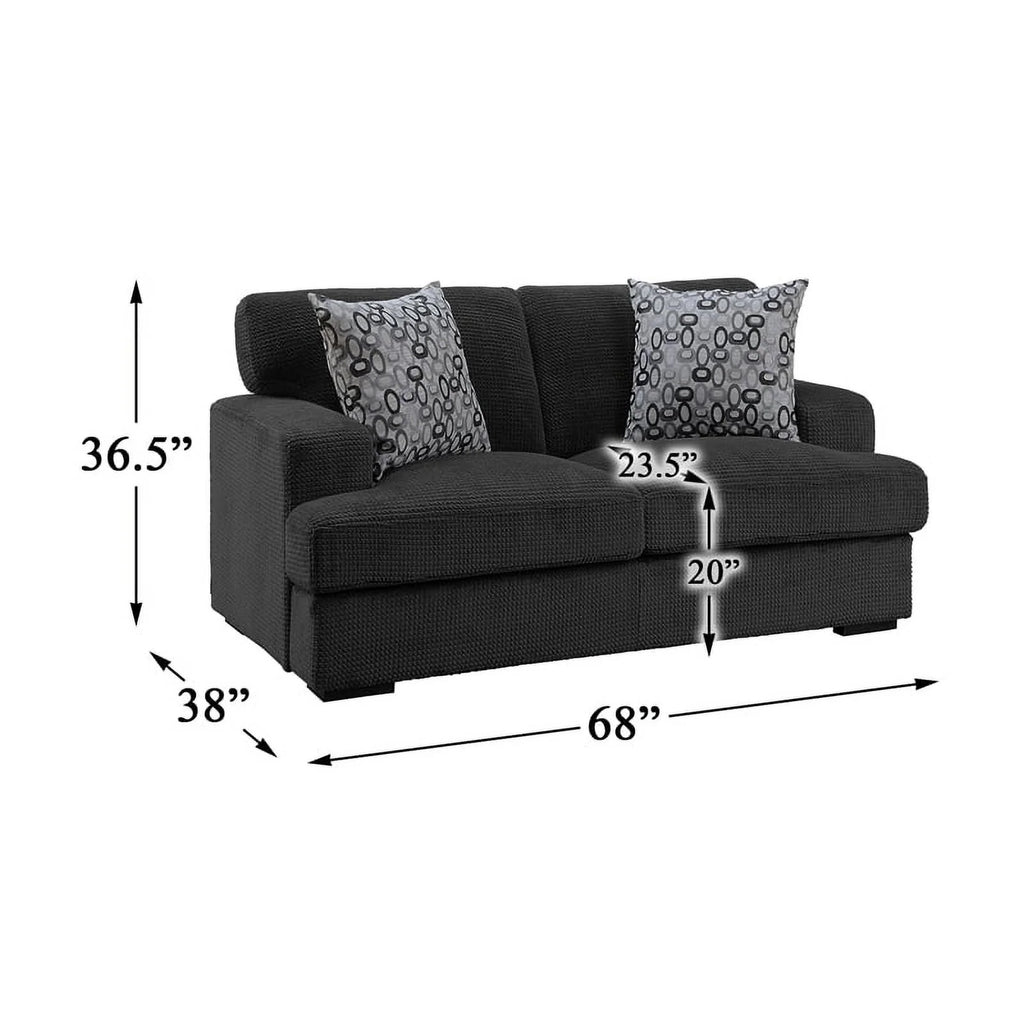 Gray Microfiber Loveseat with 2 Pillows T13638