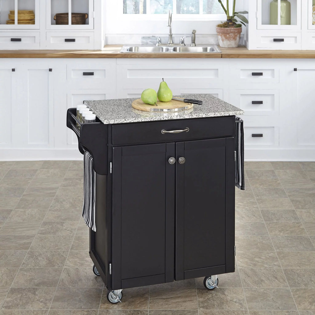 Black Wood Kitchen Cart B99166