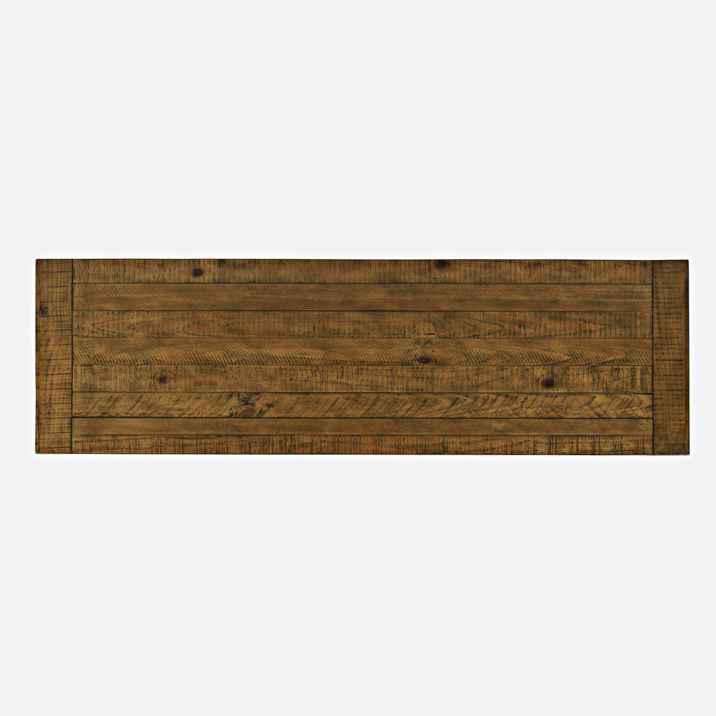 Rustic Solid Pine Storage Console TV Stand with Electric Fireplace X370