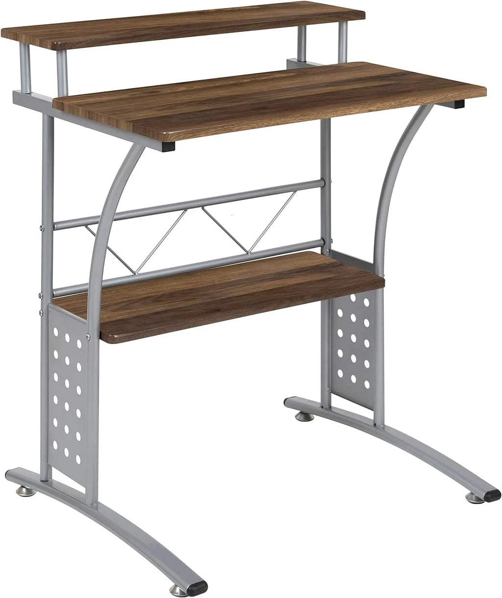 28 Inches Wide Computer Desk with Monitor Platform and Storage Shelf H5816