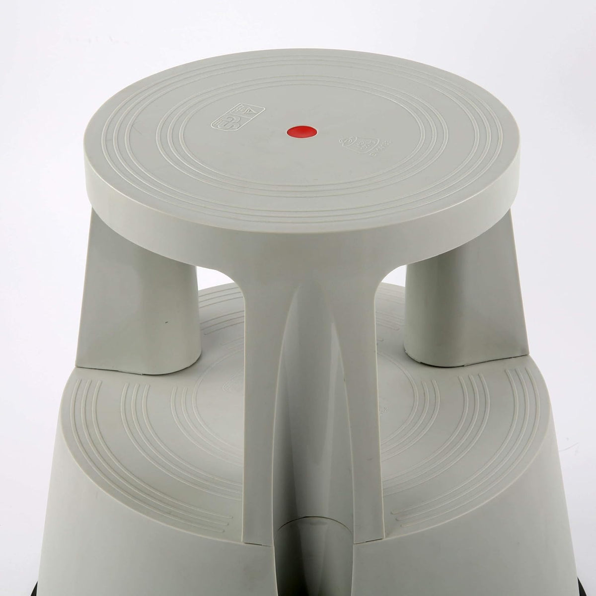 Gray Rolling 2-Step Plastic Stepstool with Non-Slip Platform Wheels Y246748