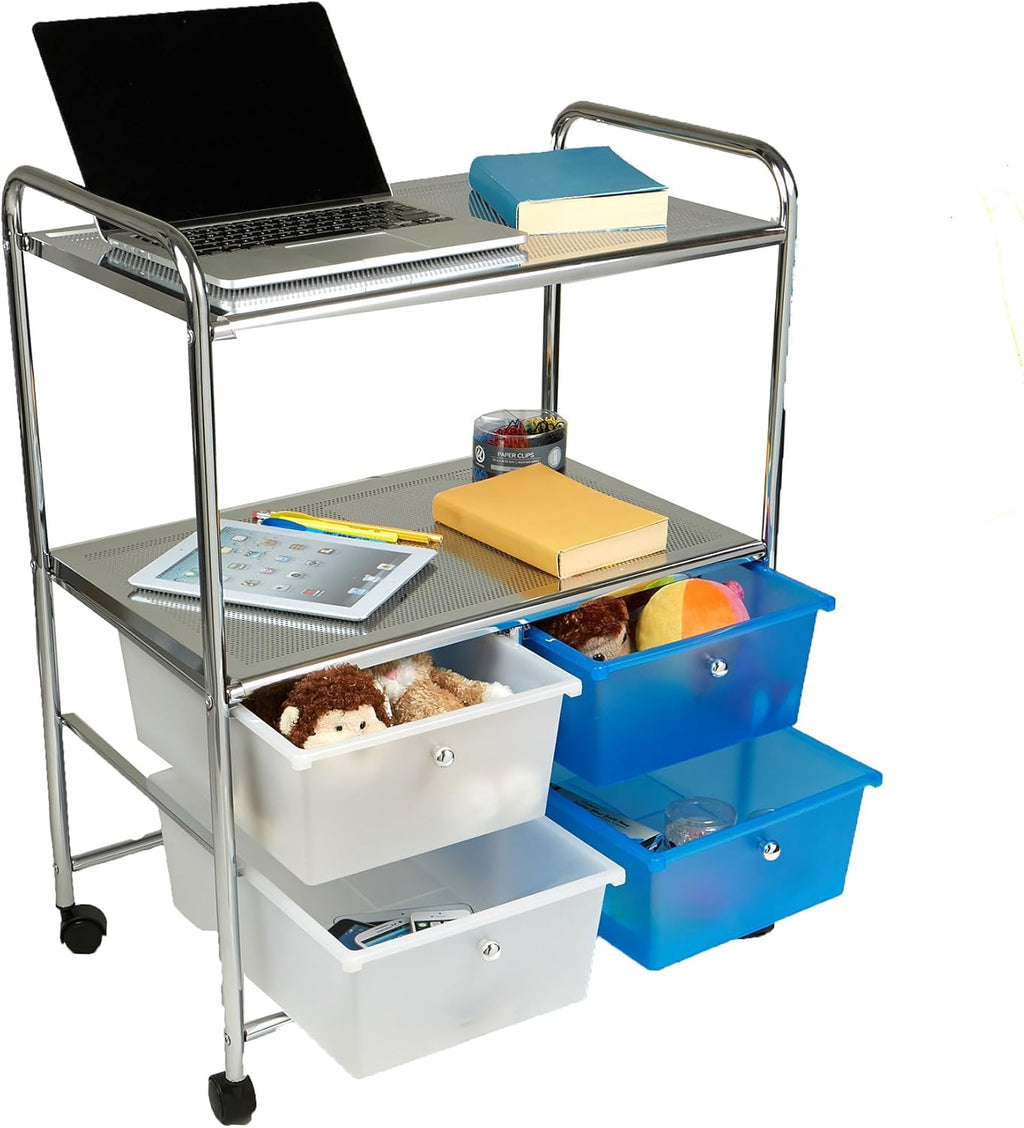 Silver 4 Drawer Rolling Utility Cart G865