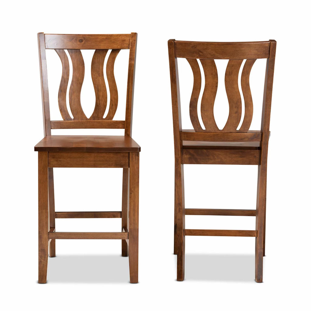 Brown Wood 2-Piece Counter Stool Set R467