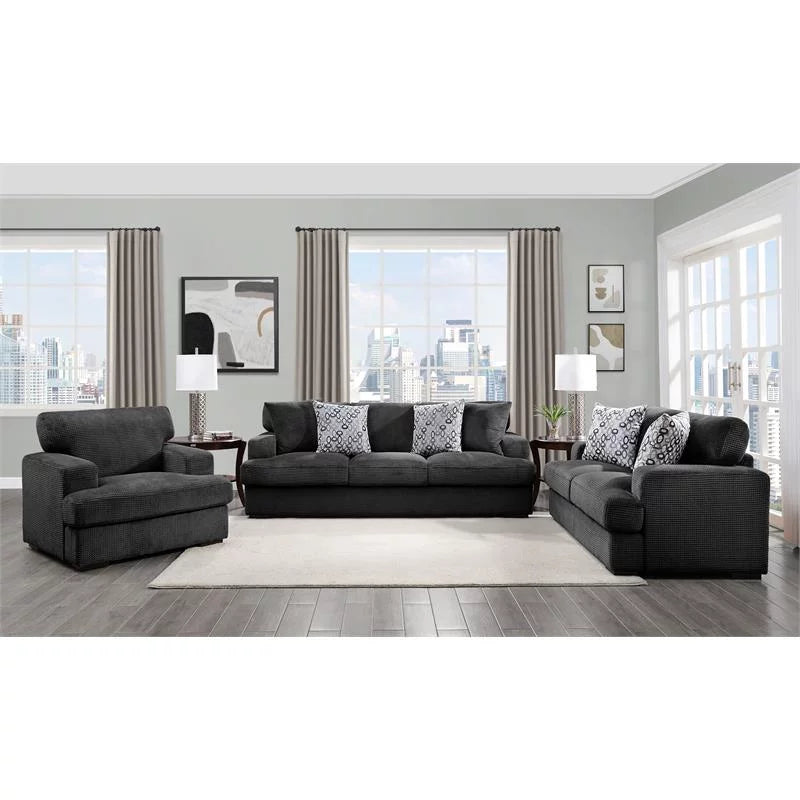 Gray Microfiber Loveseat with 2 Pillows T13638