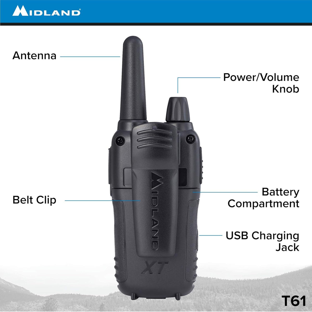 36 Channel FRS Two-Way Radio, 121 Privacy Codes, NOAA Weather Scan + Alert, Black/Yellow, 2-Pack G530