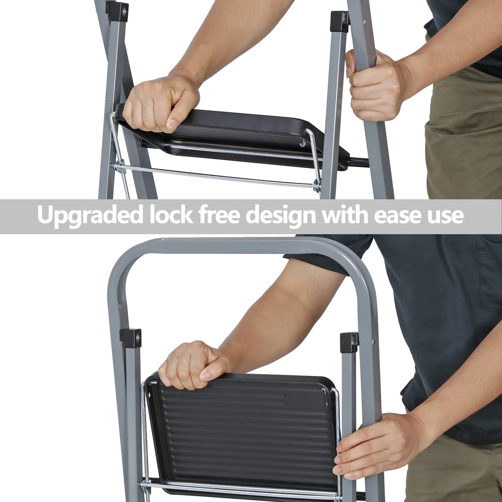 Folding 3-Step Steel Ladder with Handgrip N294